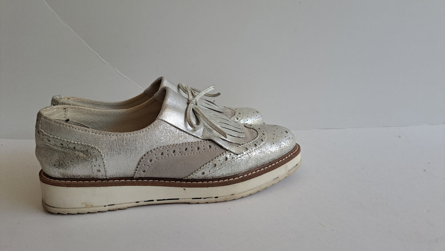 Silver college shoes